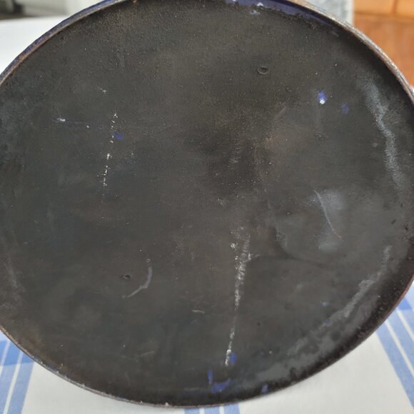 Vintage Dark Blue White Speckled  Enamelware Cowboy  Coffee Tea Kettle - Picture 5 of 5